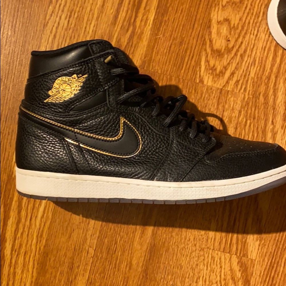 Jordan Black and Gold Athletic Shoes